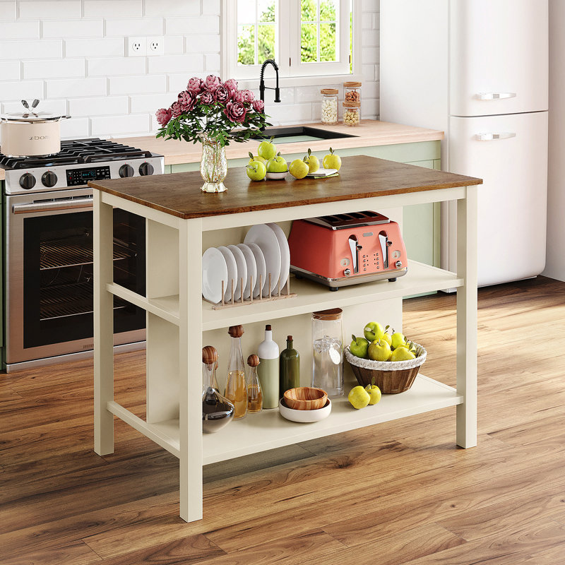 Table de salle à manger en bois massif avec îlot de cuisine 45 po