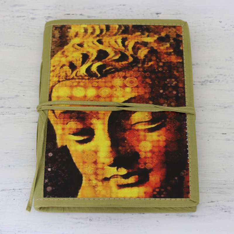 Novica Praying Buddha And Cotton-Bound Journal