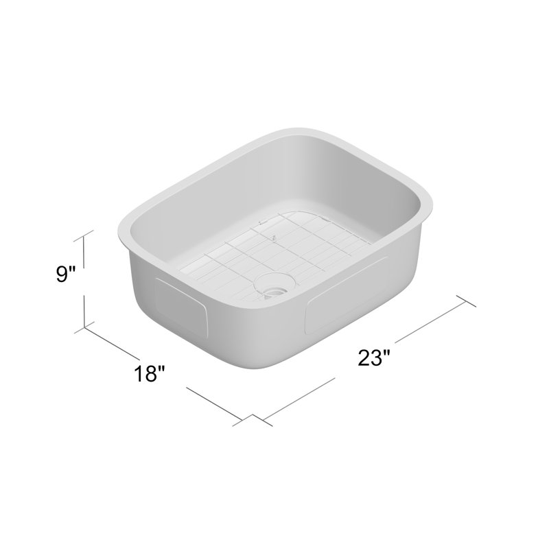 KRAUS Premier Undermount Single Bowl 18-Gauge Stainless Steel Kitchen Sink, 9" H x 23" W x 18" D