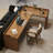 Light walnut L-Shaped Solid Wood desks-107727418-107727419