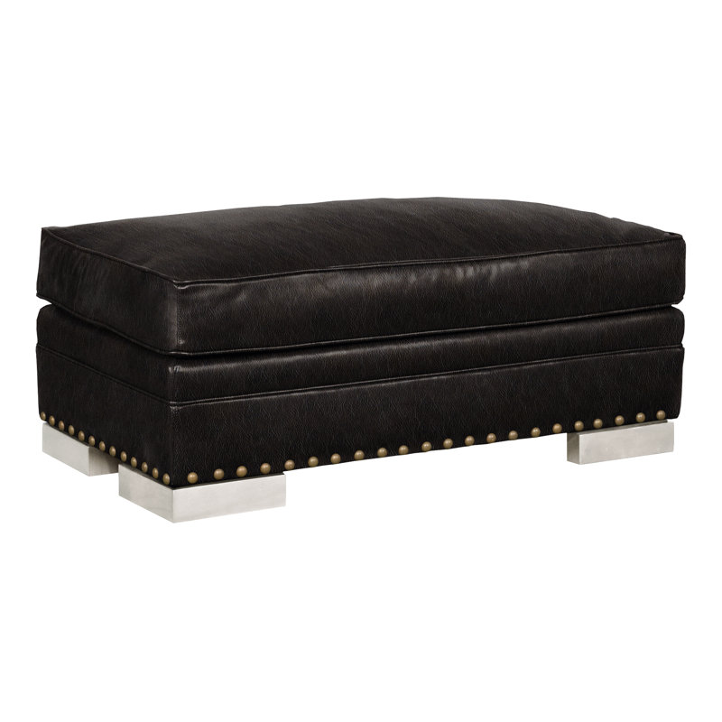 Riverside Upholstered Ottoman, Casa Blanca, Ziggy Ink Genuine Leather, No