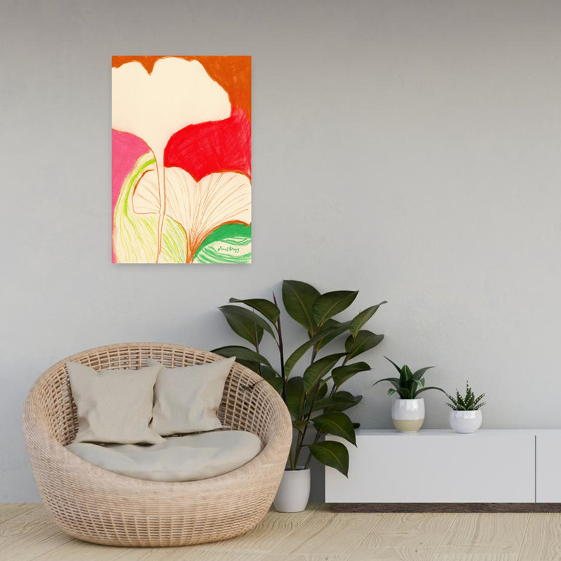 Art contemporain abstrait, paysage audacieux et coloré, H 24 po x l 16 po