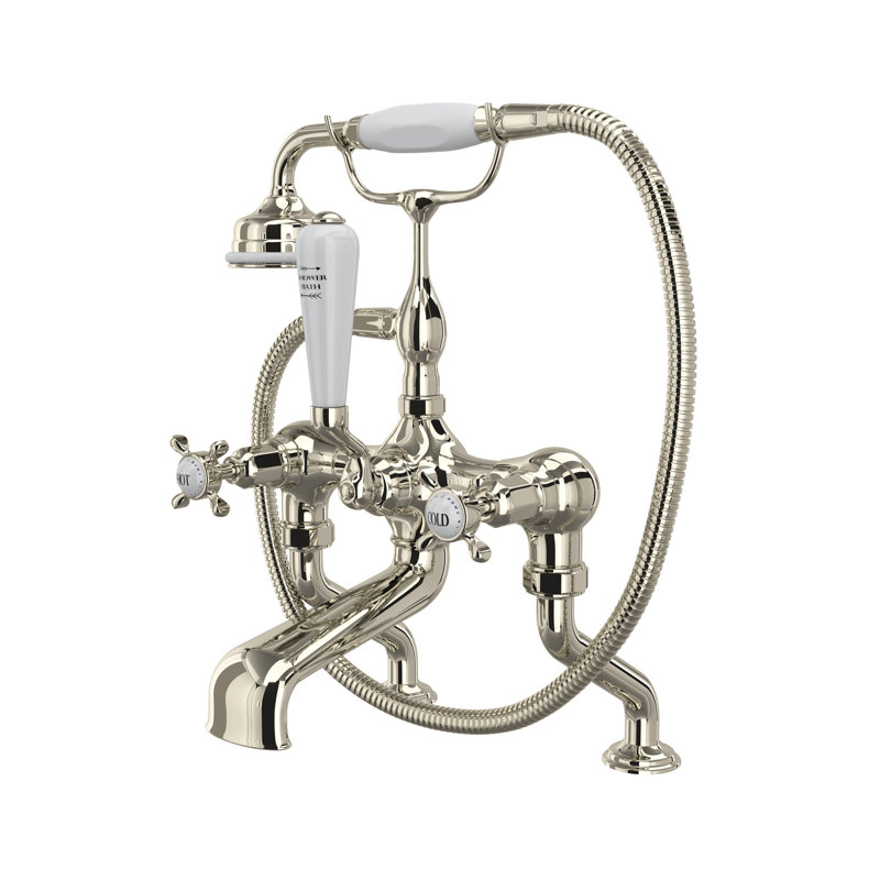 Edwardian™ Exposed Triple Handle Deck Mounted Clawfoot Tub Faucet, Polished Nickel