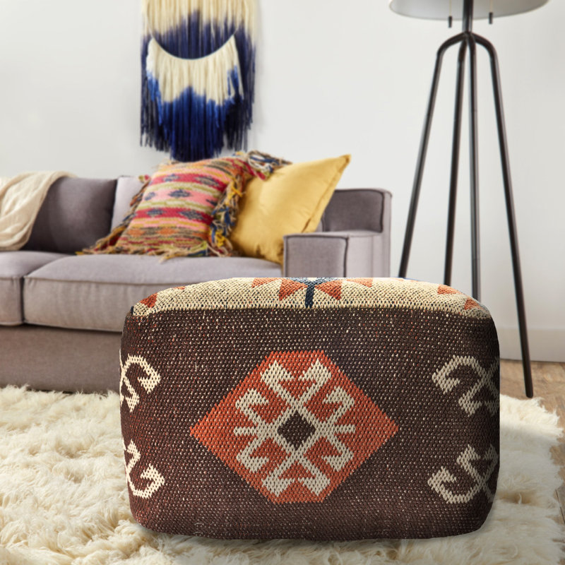 Rhine Southwestern Geometric Hand-Made Square Ottoman Pouf