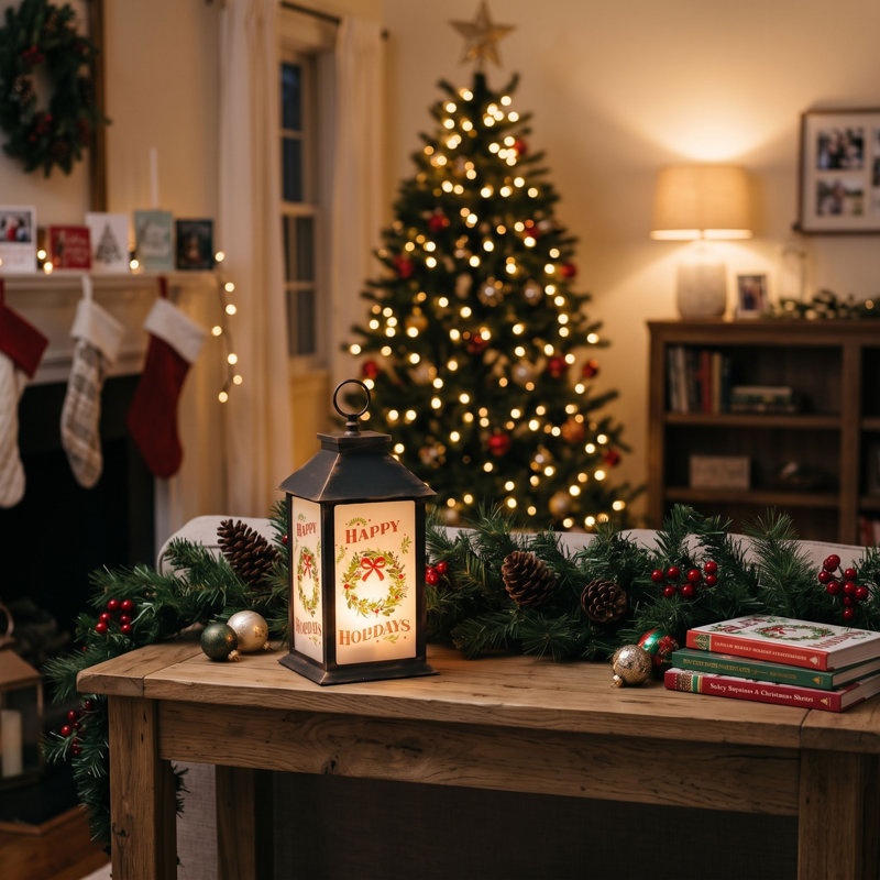Hallmark Fireglow Christmas Lantern 12"H with Timer
