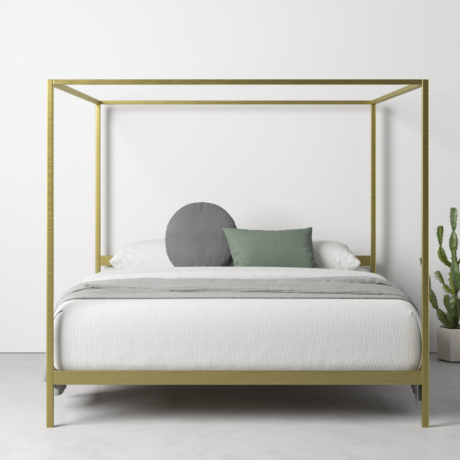 Aston Metal Canopy Bed, King, Gold, 80"