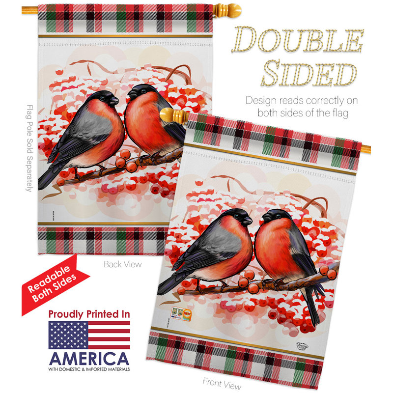 Drapeau d'hiver 40 po x 28 po Winter Love Birds