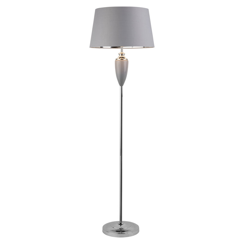 Edie 154cm Traditional Floor Lamp, Grey Chrome, Grey