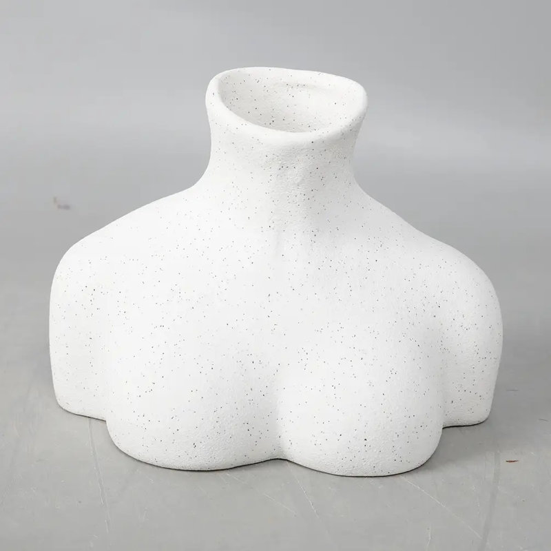 Speckled Ceramic Female Torso Vase