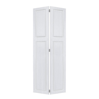 2 panneaux pliables 48 po X 83 po  Porte de grange coulissante en bois de noyer blanc avec ensemble de quincaillerie