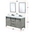Meuble-lavabo double gris cendré 60 po, comptoir en quartz blanc, robinet inclus, 24 po Miroir - gris construction, surface supérieure, robinet et surface résistante aux taches-856849751