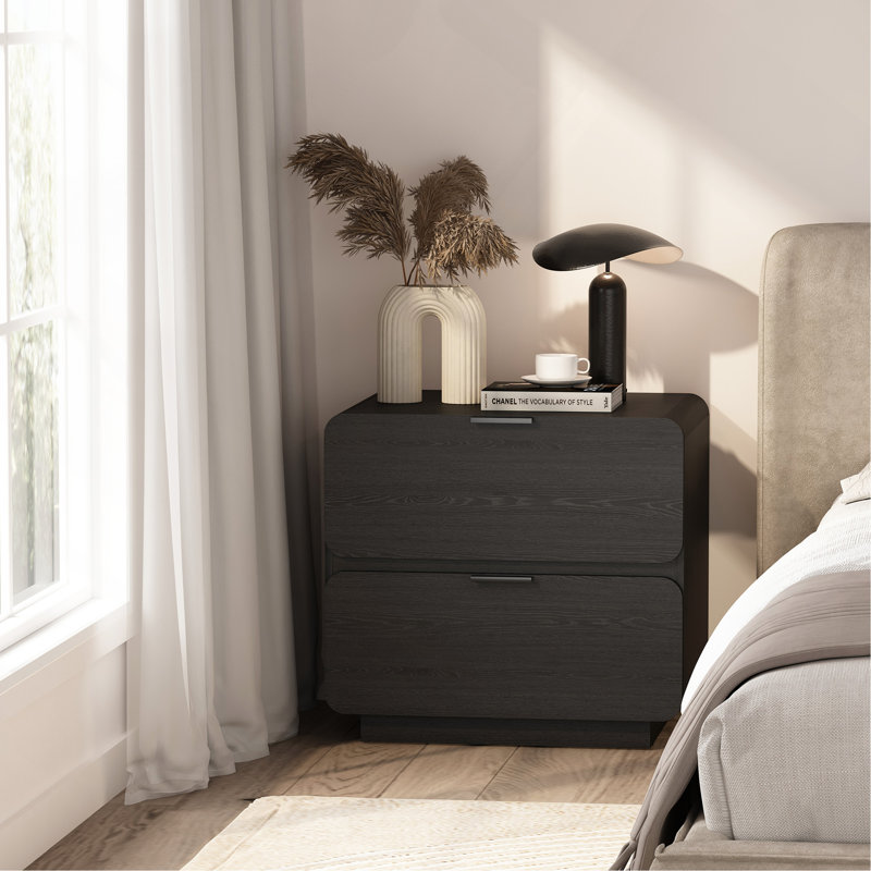 Chrystie 26" Nightstand In Black (2-Drawer), Black