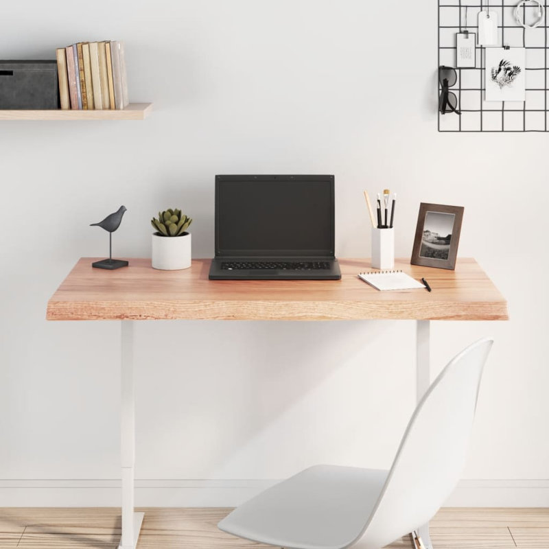 Table Top Solid Wood Oak, 4cm H x 100cm W x 50cm D, Light Brown
