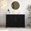 Meuble-lavabo 48 po en MDF noir avec lavabo en céramique, armoire de rangement abondante, 4 portes à fermeture douce et 4 tiroirs