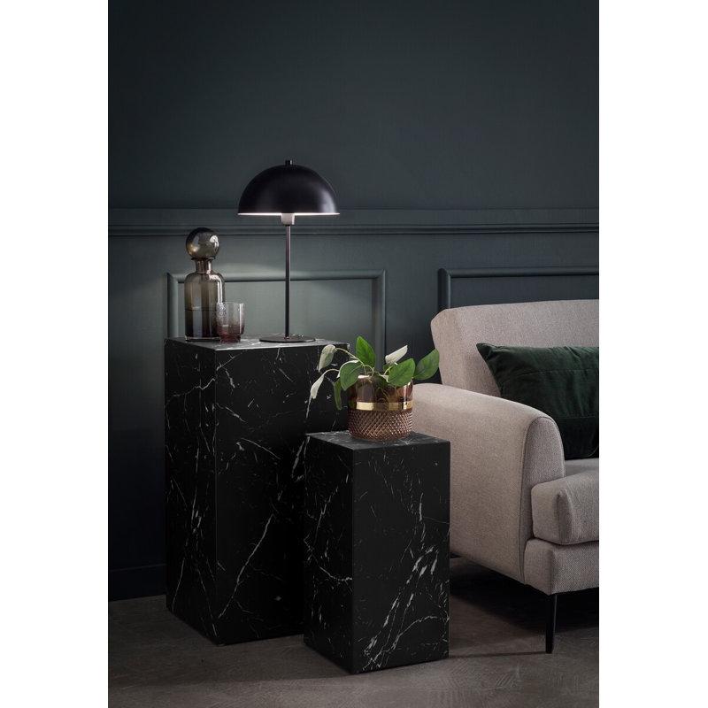 Daimian Block Side Table Set, Black