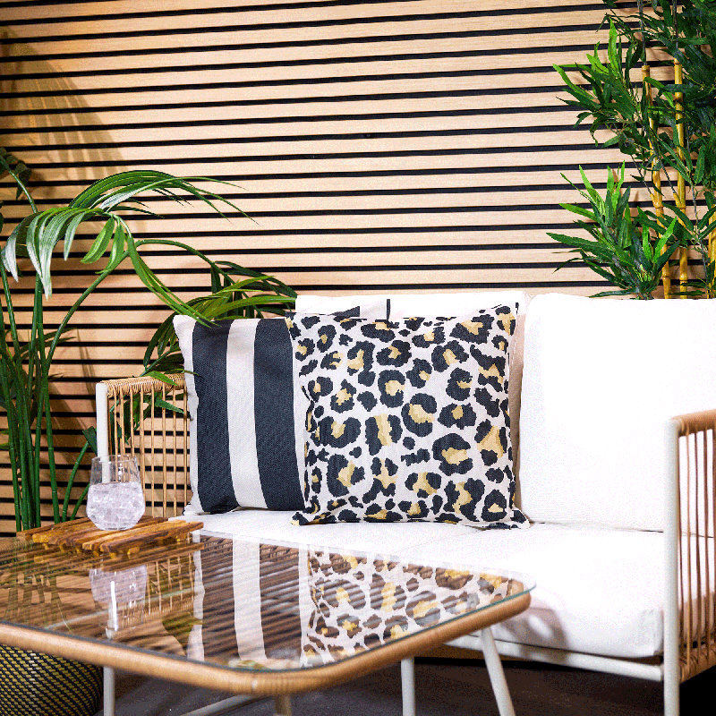 Bean Bag Bazaar Deck Stripe and Leopard Print Indoor-Outdoor Cushion, Scatter/Leopard