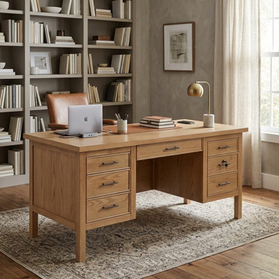 Verny Computer Desk with Built-In Electrical Outlet