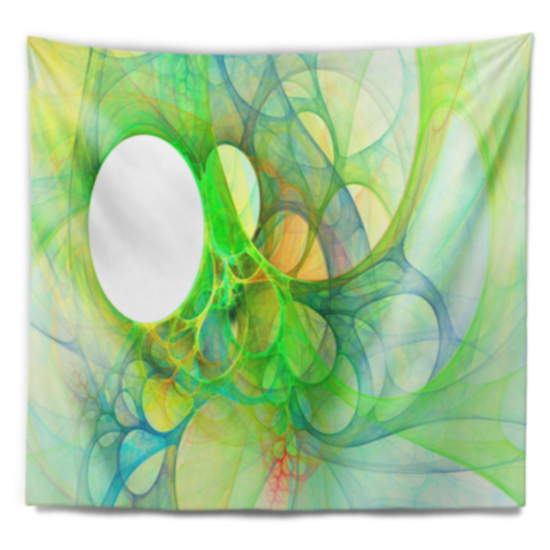 Ailes de ange abstraites en tapisserie vert, H 32 po x l 39 po