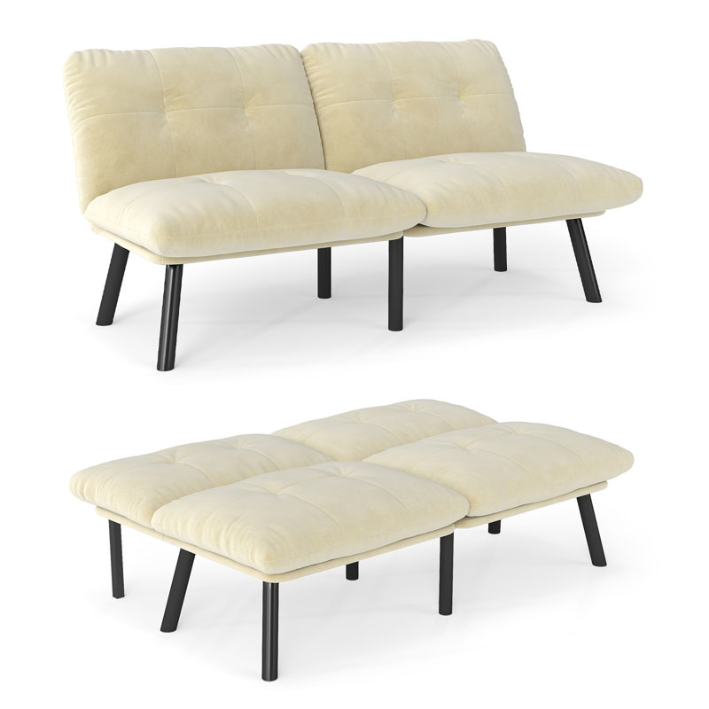 Canapé-lit 63 po, Velours beige