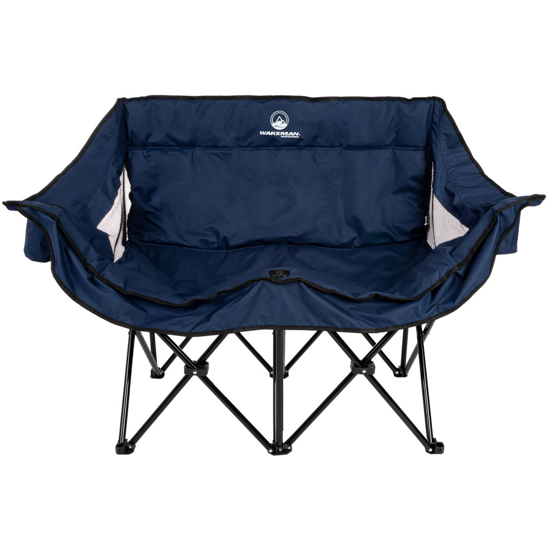 Wakeman Outdoors Double Camping Chair - Foldable Portable Couch with Cupholders and Padded Seats - Two-Person Camp Chair with Carrying Bag wakeman Fabric 