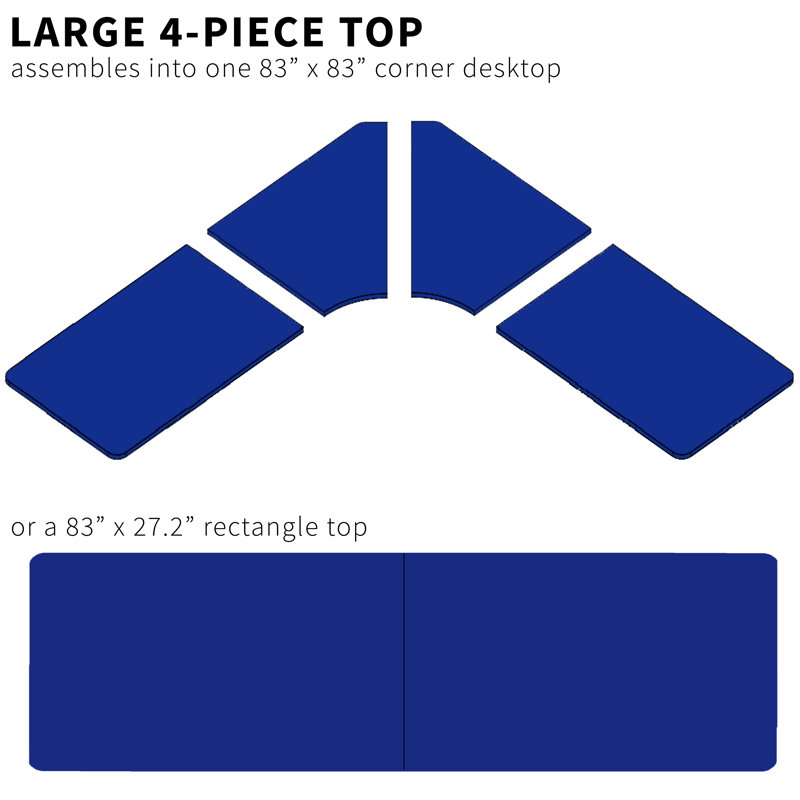 VIVO Black 83 x 83 inch Curved Corner Table Top (DESK-TOP83CB)