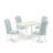 5 Piece Kitchen Table Set for 4 Includes a Rectangle Dining Table with Butterfly Leaf and 4 Baby Blue Linen Fabric Parson Chairs, Linen White-2004734543-2004734542-2004734537