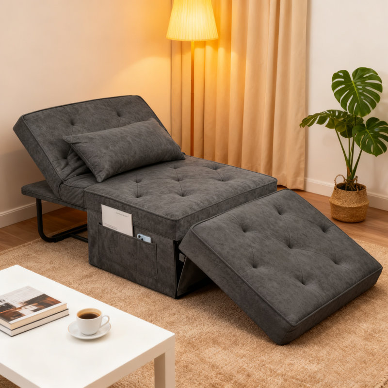 Canapé-lit pliant multifonctionnel avec dossier ajustable, coussin (moyen 28 po avec)