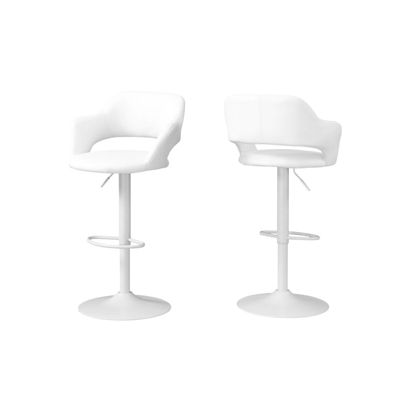 Tabouret de bar Bardia, pivotant, hauteur de bar, réglable, métal, similicuir, contemporain, moderne, Blanc