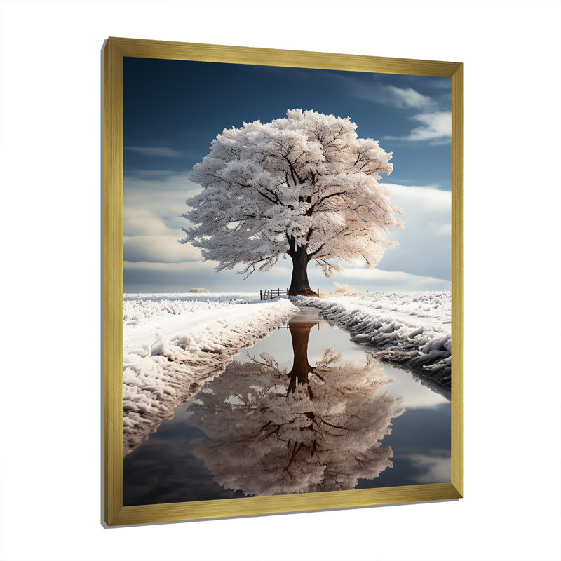 Louberta " White Tree Silent Guardians ", H 32 po x l 24 po x P 1 po, Encadrement doré