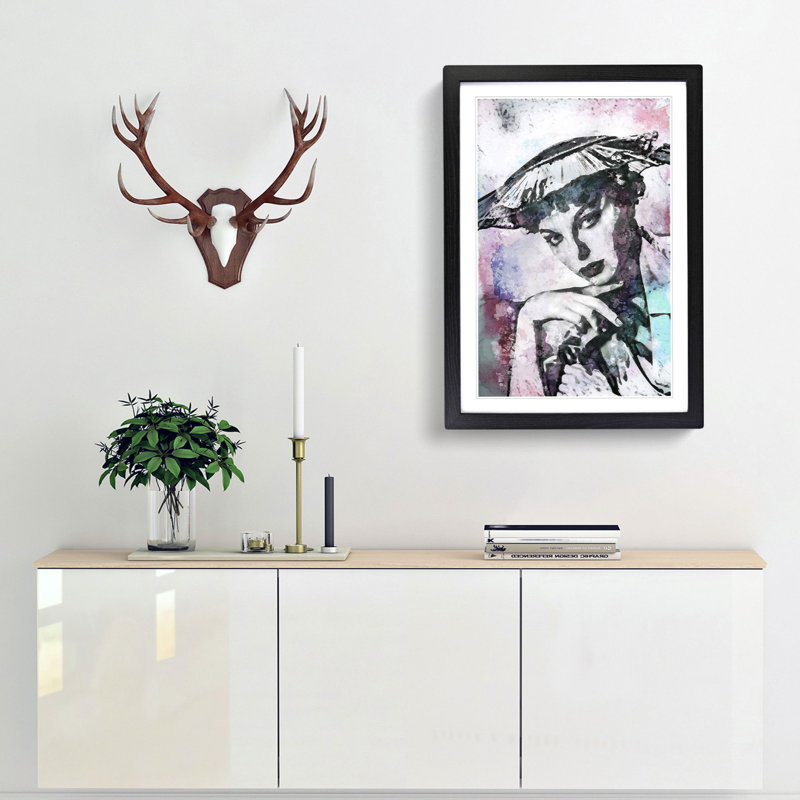 Joan Collins in Abstract - Framed Print, 91cm H x 60cm W x 2cm D, Black