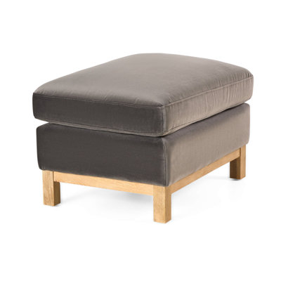 Cami Performance Velvet Upholstered Ottoman with Wood Base - Ottoman Only