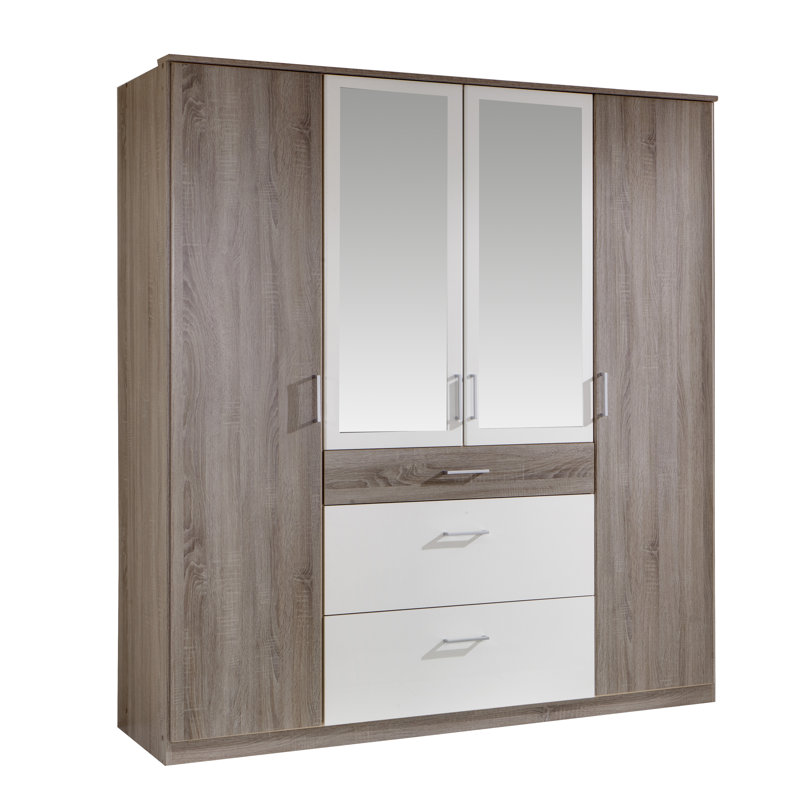 Uthyr 4 Door Manufactured Wood Wardrobe, Montana oak, Alpine white