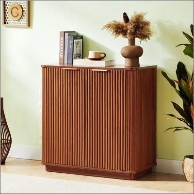 31.5'' Wavy-Grain Buffet Cabinet With Adjustable Shelves, Perfect For Modern And Contemporary Spaces.