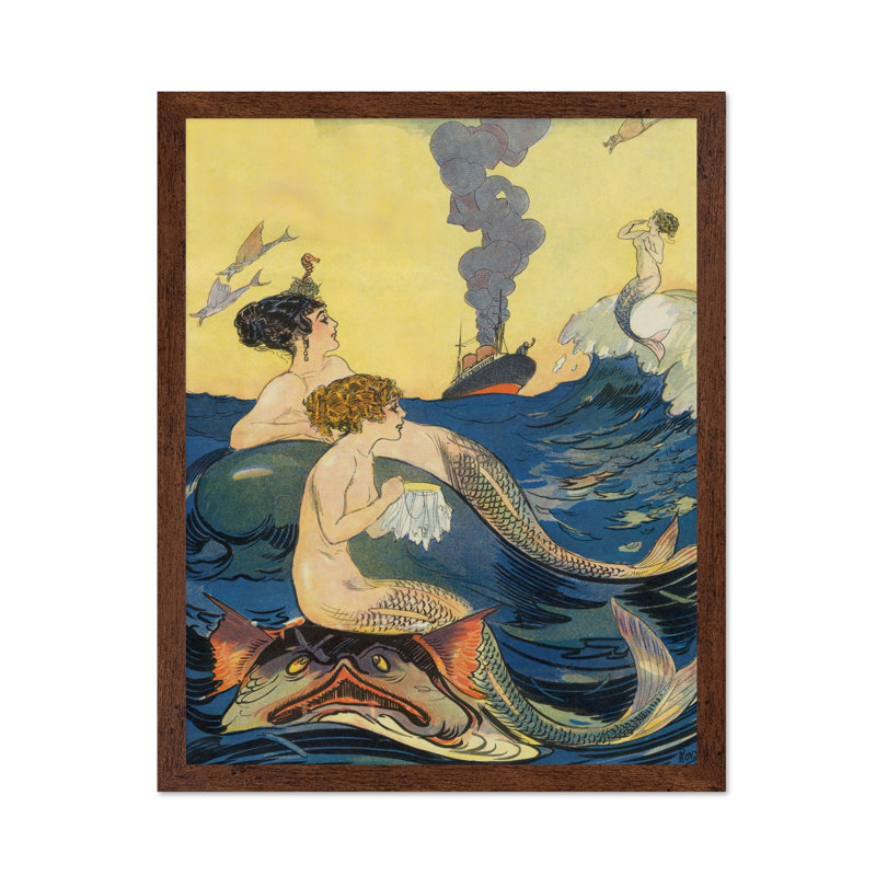 Mythiques sirènes, Affiche, H 16 po x l 20 po, Encadrement brun