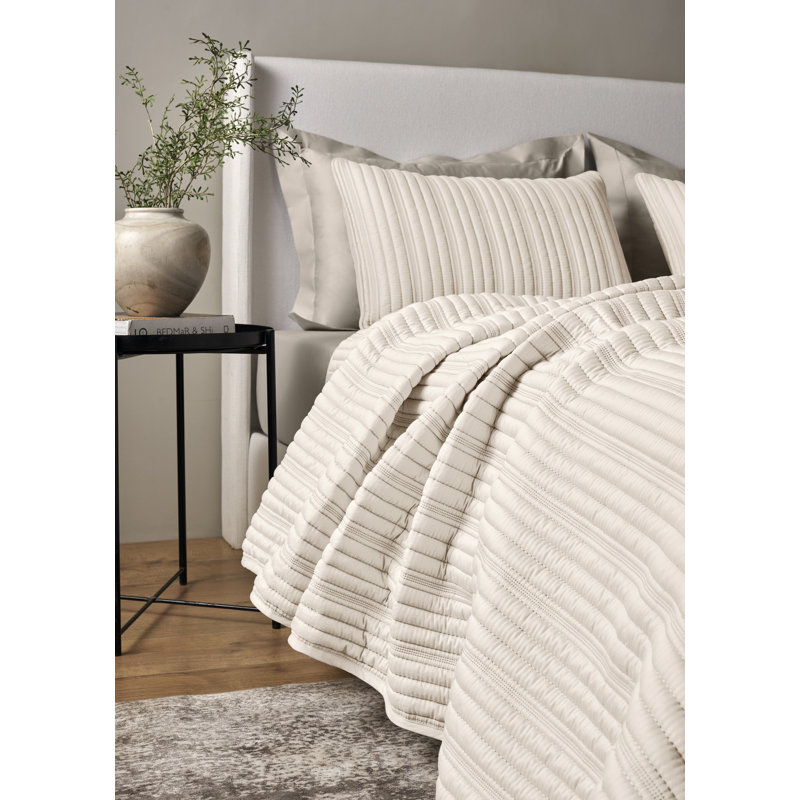 Rib Twin Coverlet Set , Bone