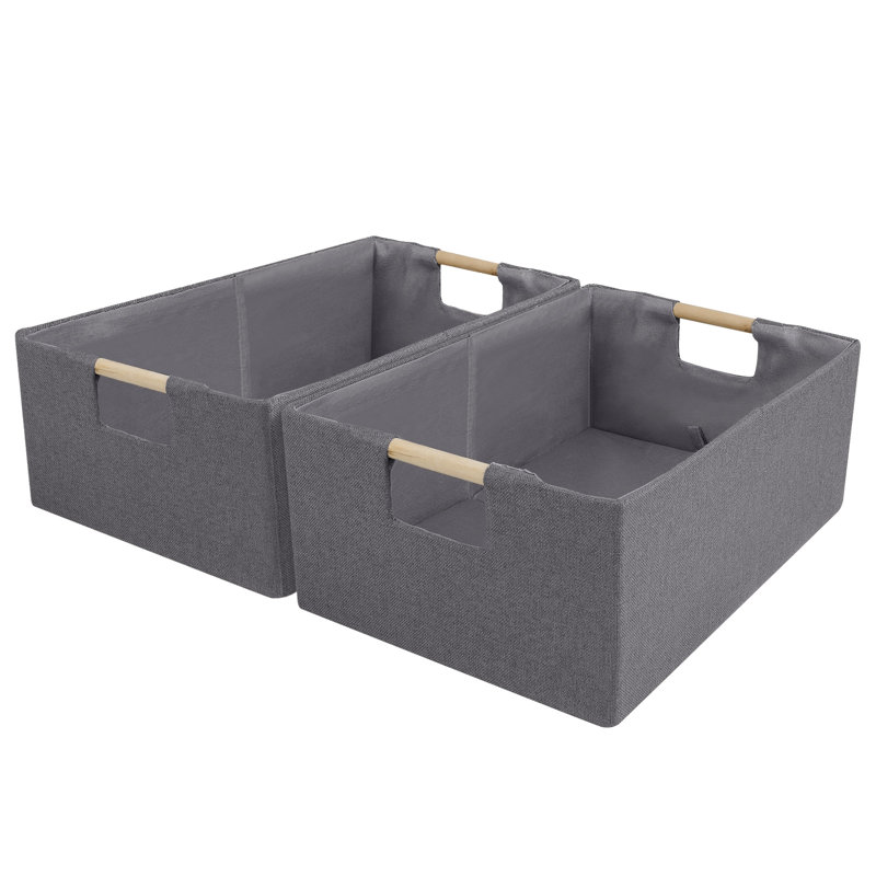 Fabric Bin Set, 5.12'' H x 13.39'' W x 9.06'' D, Grey