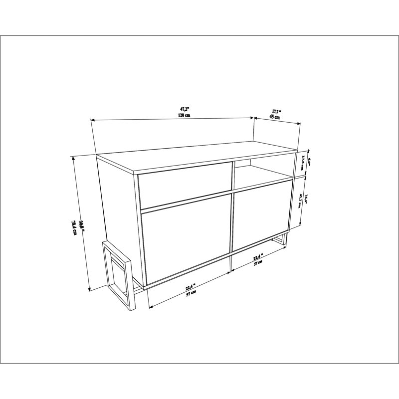 Nenzel 120cm W Sideboard, Black/Green