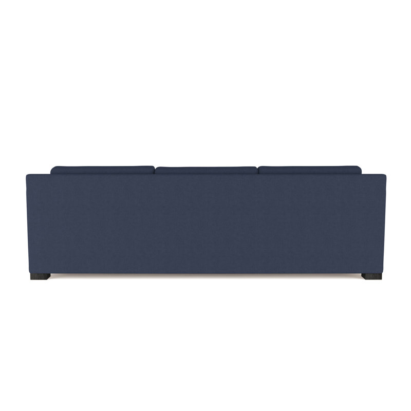 Mercer Track-Arm Sofa, Ebony, 33.5" H x 108" W x 39" D, Box Weave Linen Blue Print