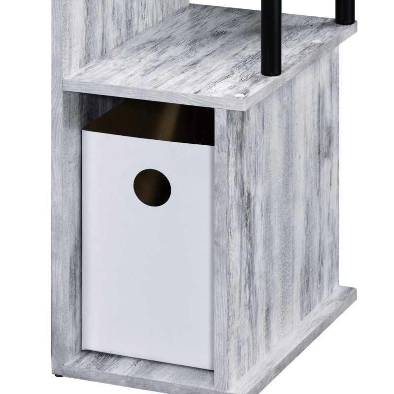 Bureau d'ordinateur Kd avec tablette et plateau pour clavier, style antique blanc et noir.