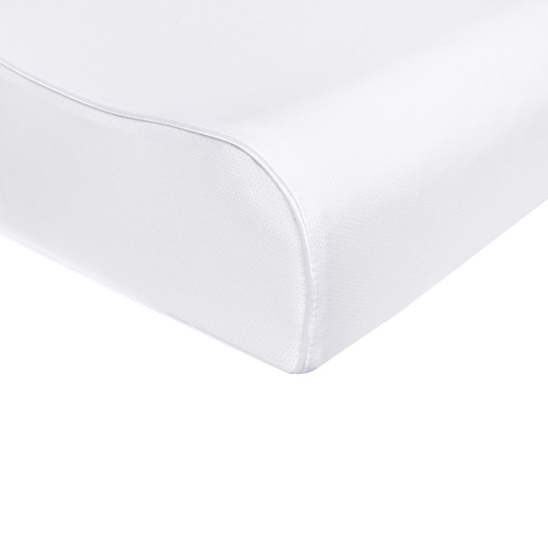 Ergonomic White Memory Foam Contour Pillow with Mesh Cover