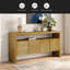 Buffet 4 portes en placage de bois massif minimaliste moderne avec tablette ouverte, grain de bois naturel, console de rangement de grande capacité pour le salon, le couloir et la salle à manger-1766831012-1766831019
