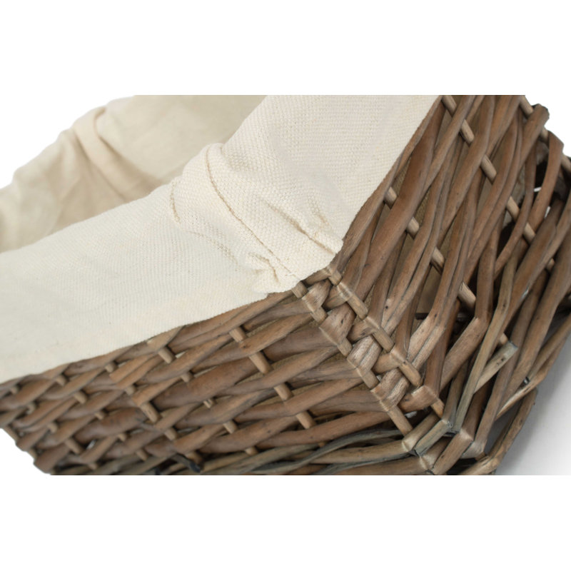 Shinde Wicker Lined Storage Basket, 14cm H x 30cm W x 18cm D, Antique Wash