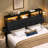 Upholstered Storage Headboard With Built-In Charging Station, LED Light Strip, Hidden Drawer And Shelf – Tufted Button Design-785386325