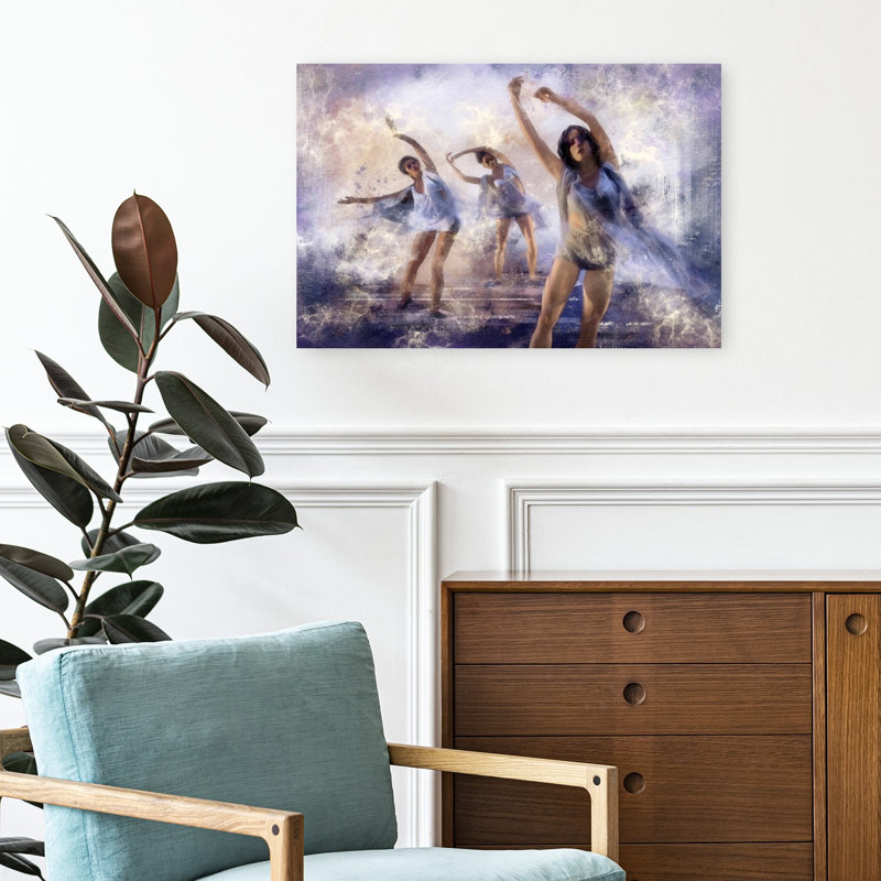 Affiche murale abstraite contemporaine et élégante représentant des danseuses gracieuses, H 16 po x l 24 po