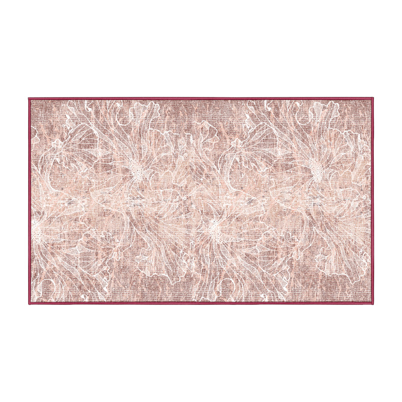 Tapis rose en chenille / polyester tissé à la main à motif floral Sneza, Rectangle 8 pi x 10 pi