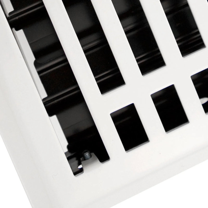 Contemporary Steel Floor Register, 6" x 14", White