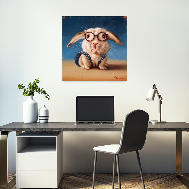 Rentrée scolaire, art contemporain de lapin, H 18 po x l 18 po
