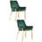     Pangea Home Hudson Tufted Upholstered Arm Chair - Dining Chairs Set of 2 – Modern Upholstered Accent Chairs for Kitchen, Dining Room, Living, or Breakfast - Green Velvet with Gold Legs-33064612-33064610