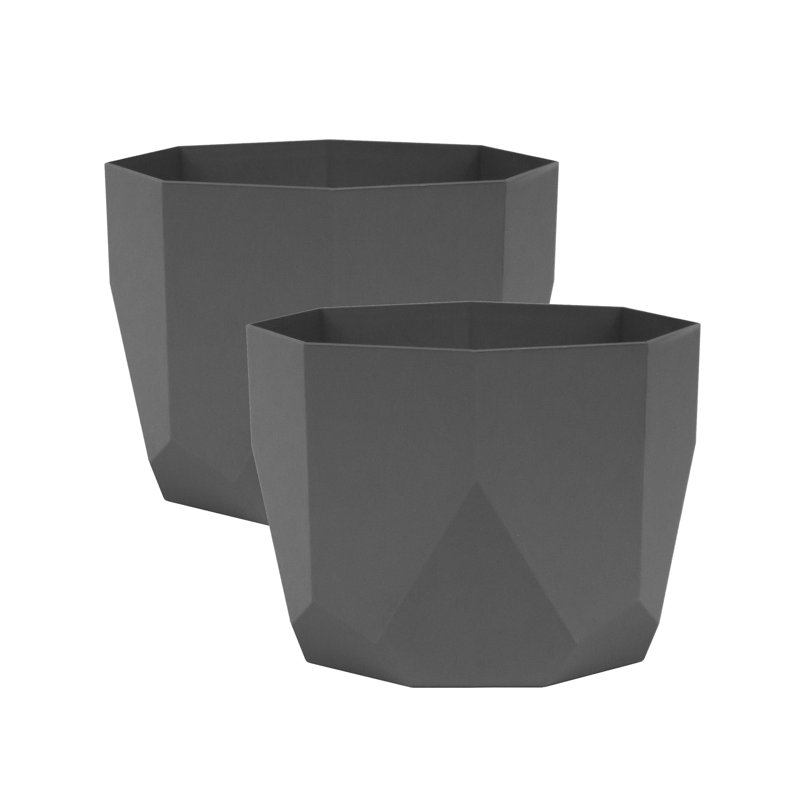 6-in Tuxton Geometric Plastic Indoor/Outdoor Planter Bundle, Gray