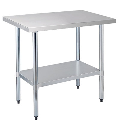 Stainless Steel Commercial Work Table with Durable Surface and Heavy-Duty Support for Professional Kitchens.